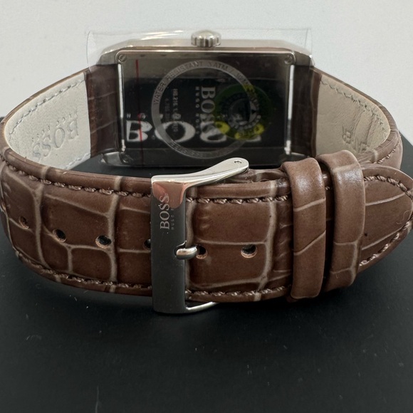 Hugo Boss Classico Silver Rectangle Dial Brown Leather Men’s Watch 1512967 - Picture 5 of 13